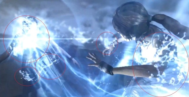 Notice that the particle effects used for a spirit and water are one and the same.