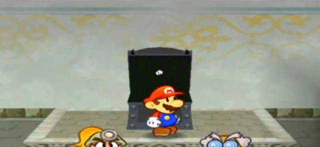 The chest opens, revealing a crumpled-up wad of paper.