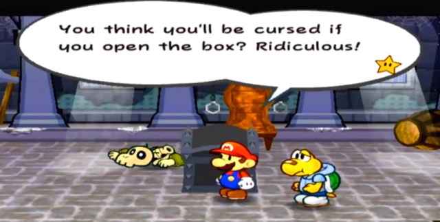 Chest #2: "You think you'll be cursed if you open the box? Ridiculous!"