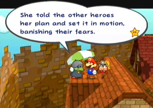 "She told the other heroes her plan and set it in motion, banishing their fears."