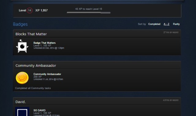 Steam Badges and Level from my Steam Profile