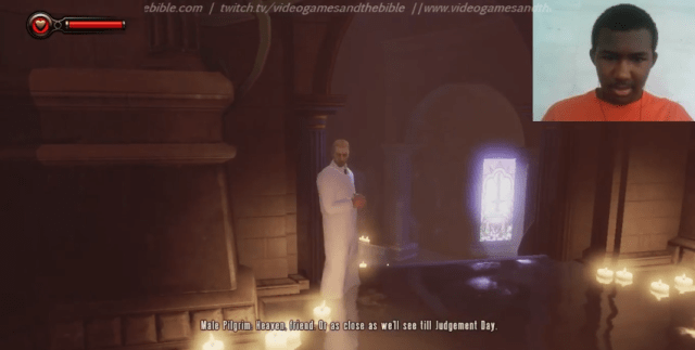 Booker: "Excuse me! Where am I?" Male Pilgrim: "Heaven, friend. Or as close as we'll see till Judgement Day."